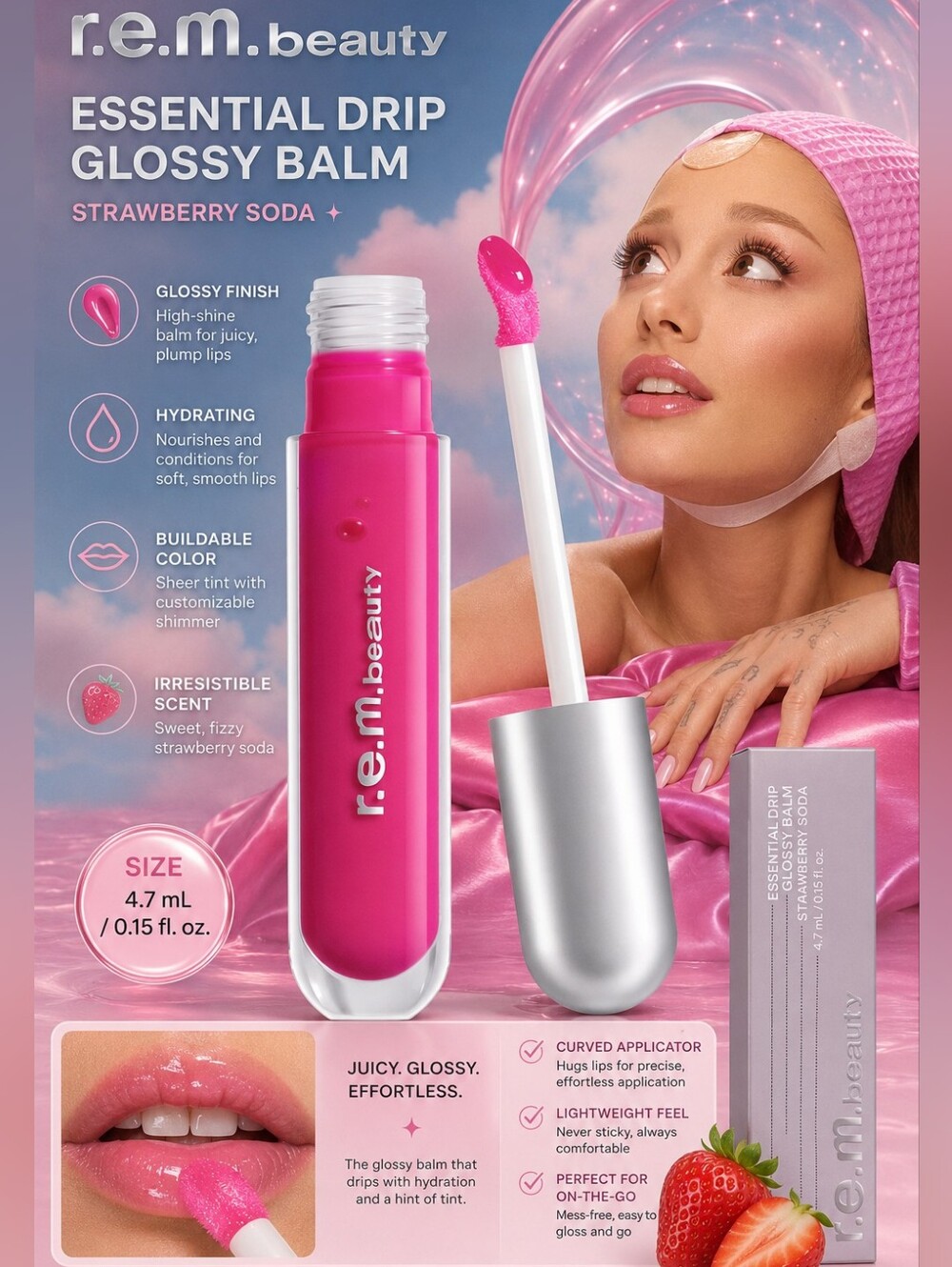 r.e.m. beauty Essential Drip Glossy Balm – Strawberry Soda
